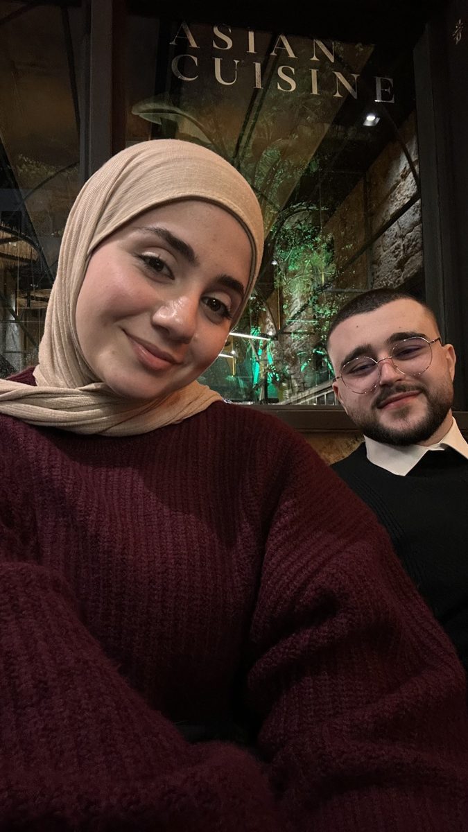 Ghadir and Abed smiling together